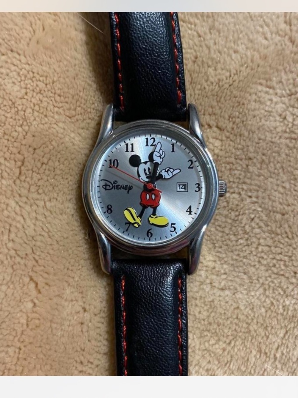 Disney Kids Black and Red Mickey Mouse Analog Watch with Yellow Accents